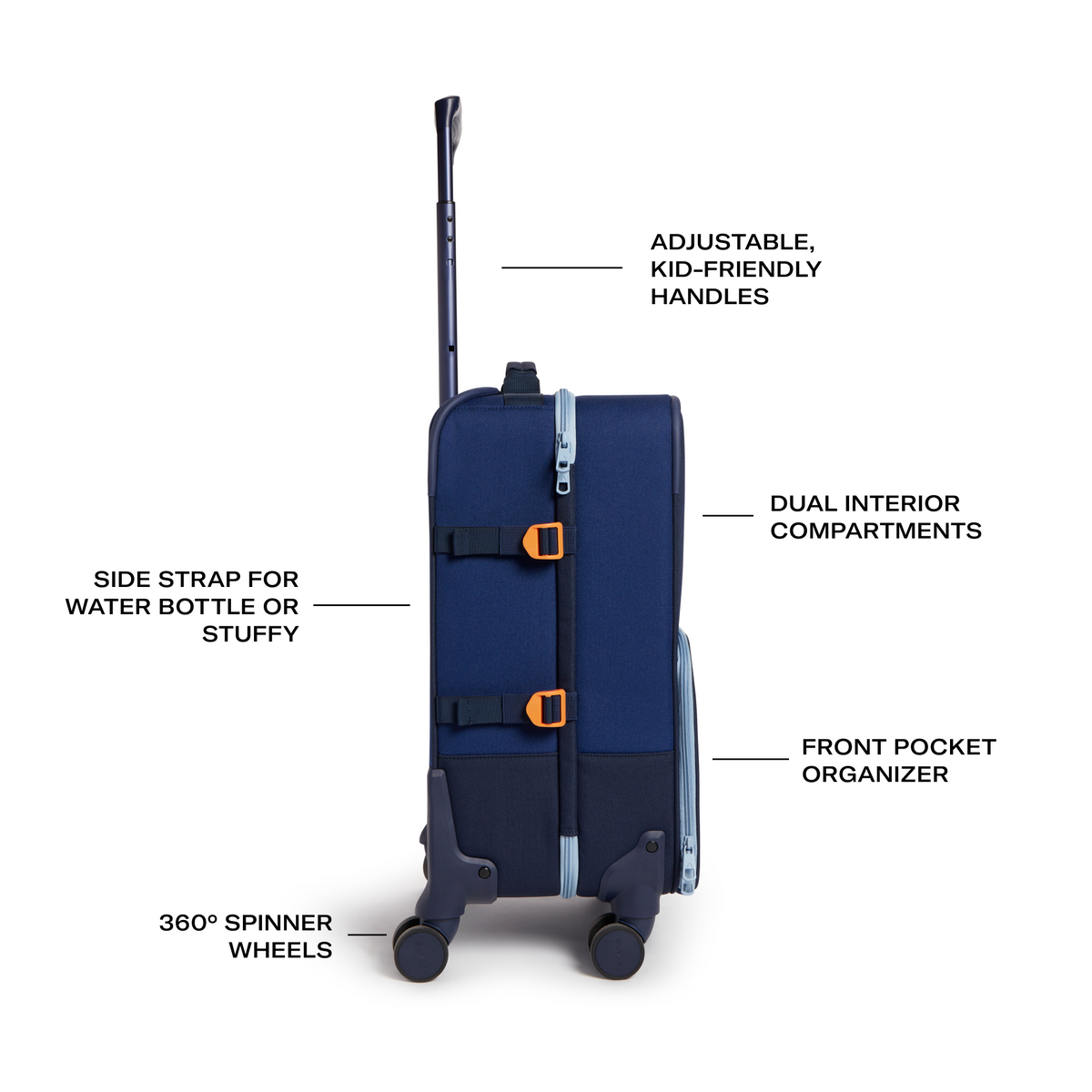 STATE Bags Logan Carry-On Suitcase Tonal Navy Features View Click to Zoom