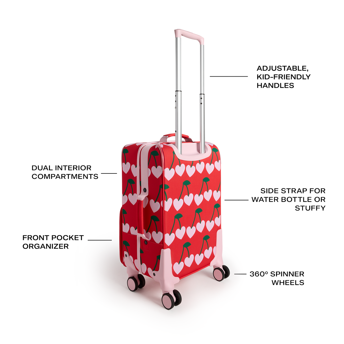 STATE Bags Logan Carry-On Suitcase Cherry Back View Features Click to Zoom