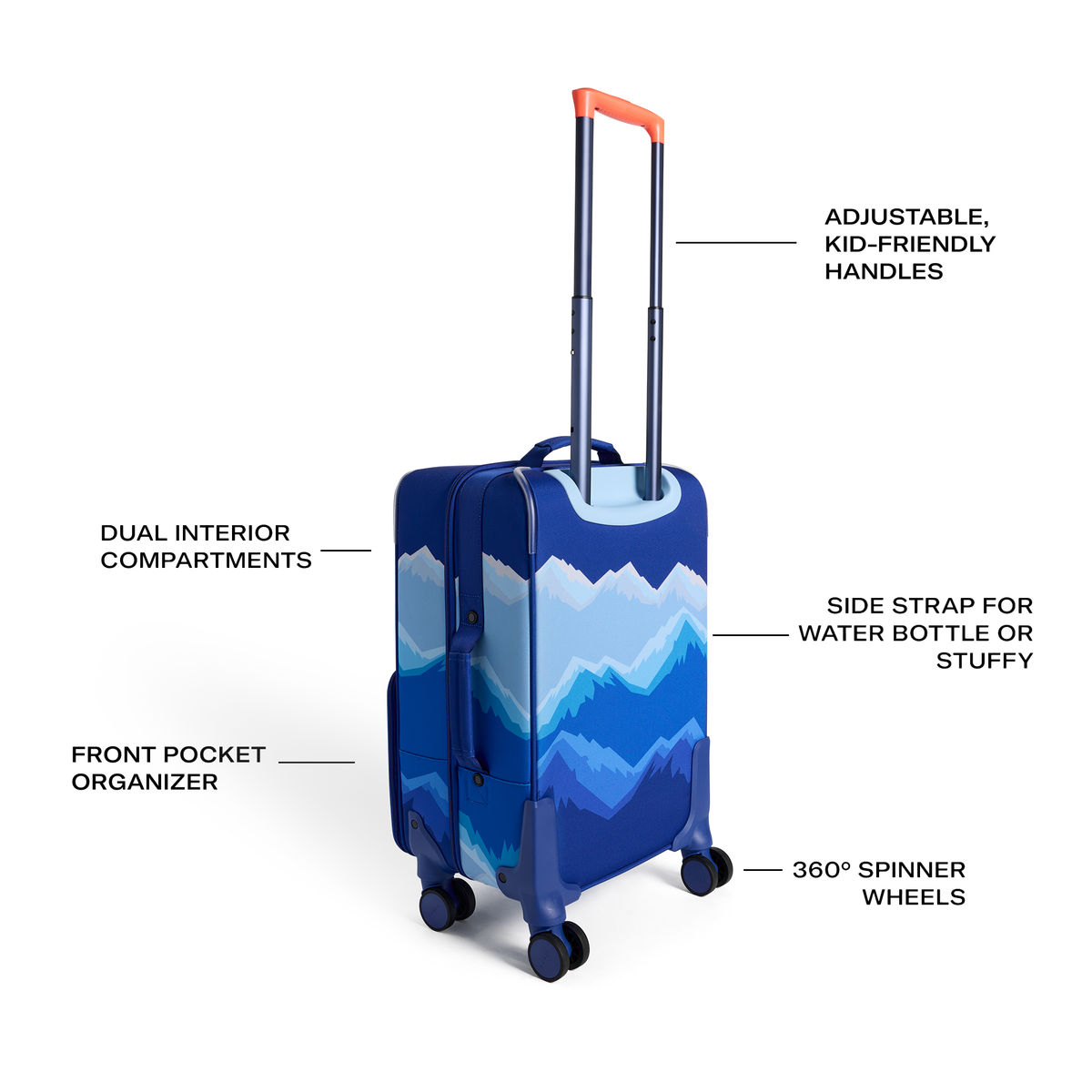 STATE Bags Logan carry-On Suitcase Mountains Features Callouts Click to Zoom
