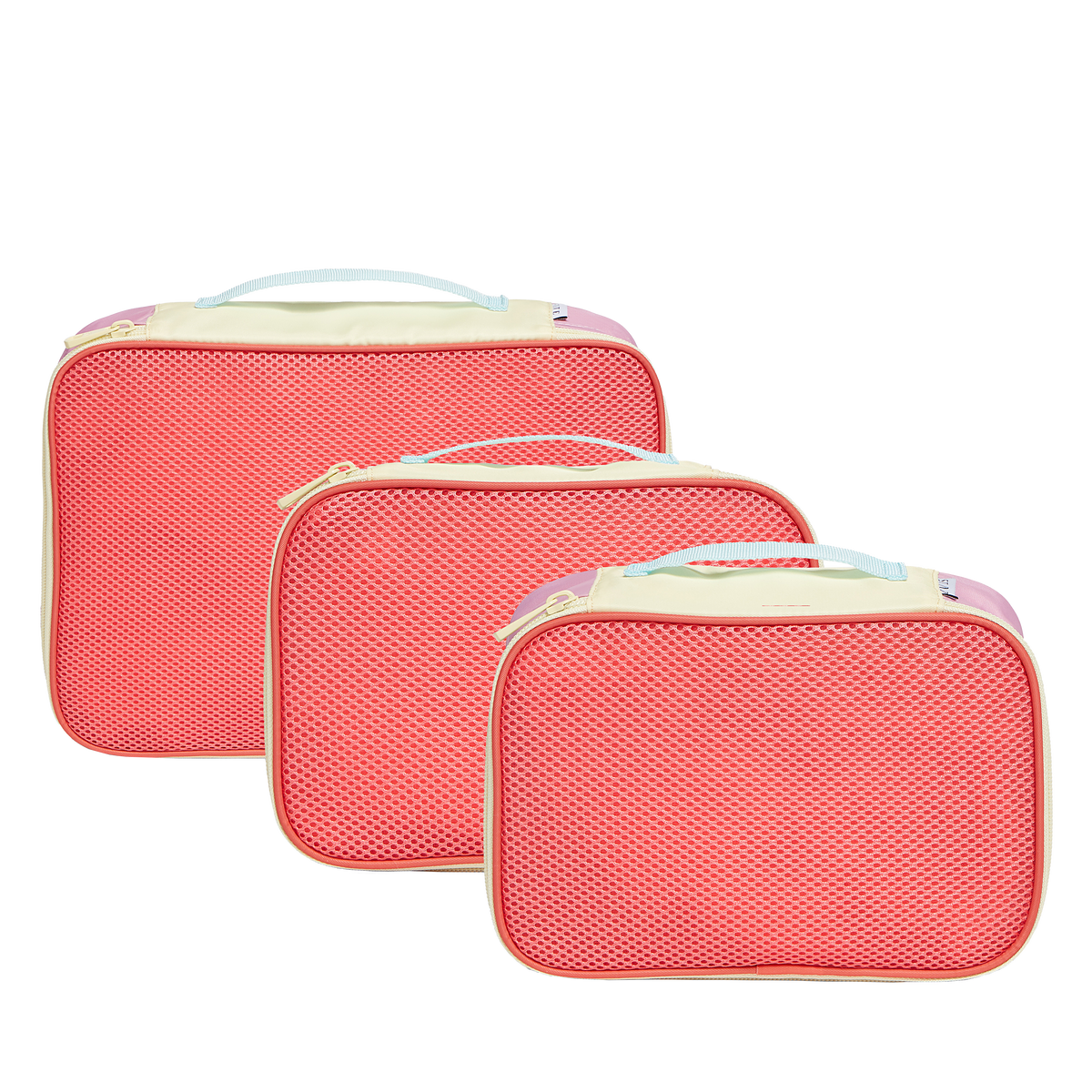 state bags packing cube set polyester canvas pink showing all the three various sizes click to zoom