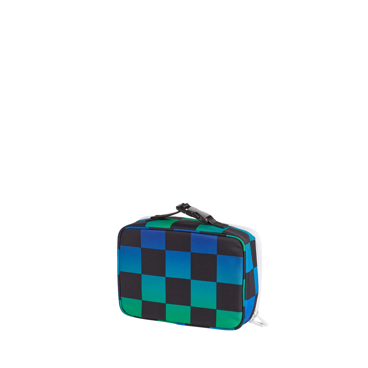 State bags rodgers lunchbox recycled poly canvas checkerboard blue back view click to zoom