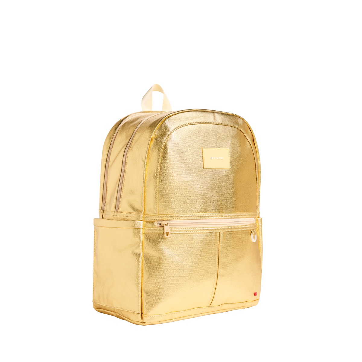state bags kane kids double pocket backpack metallic gold side view side angle click to zoom