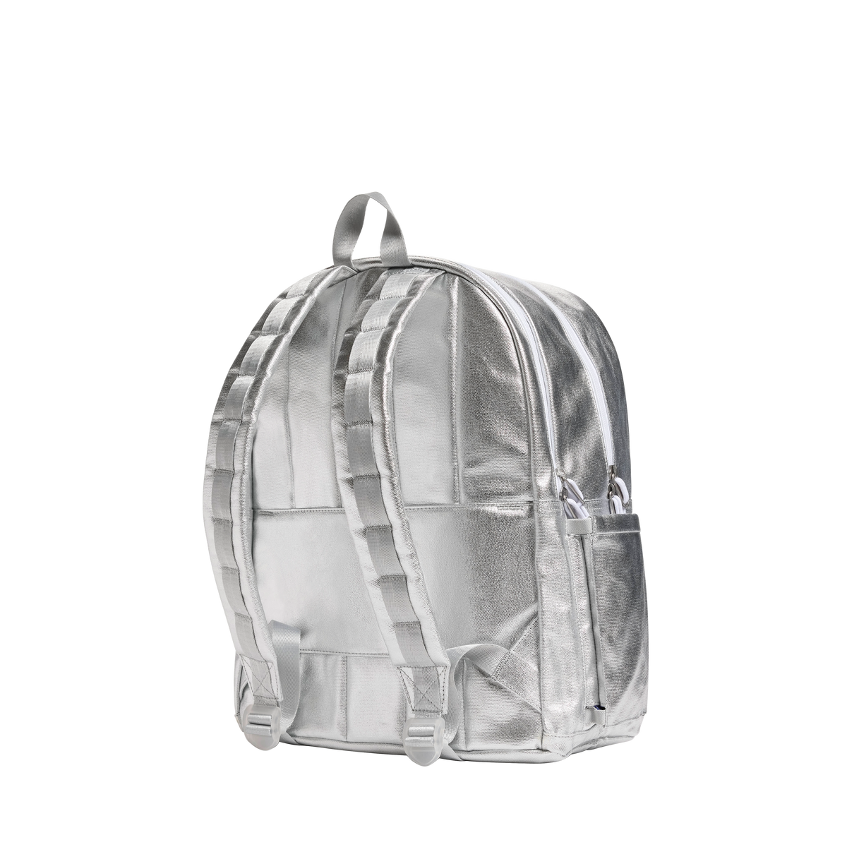 state bags kane kids double pocket backpack metallic fuzzy/hearts back view click to zoom
