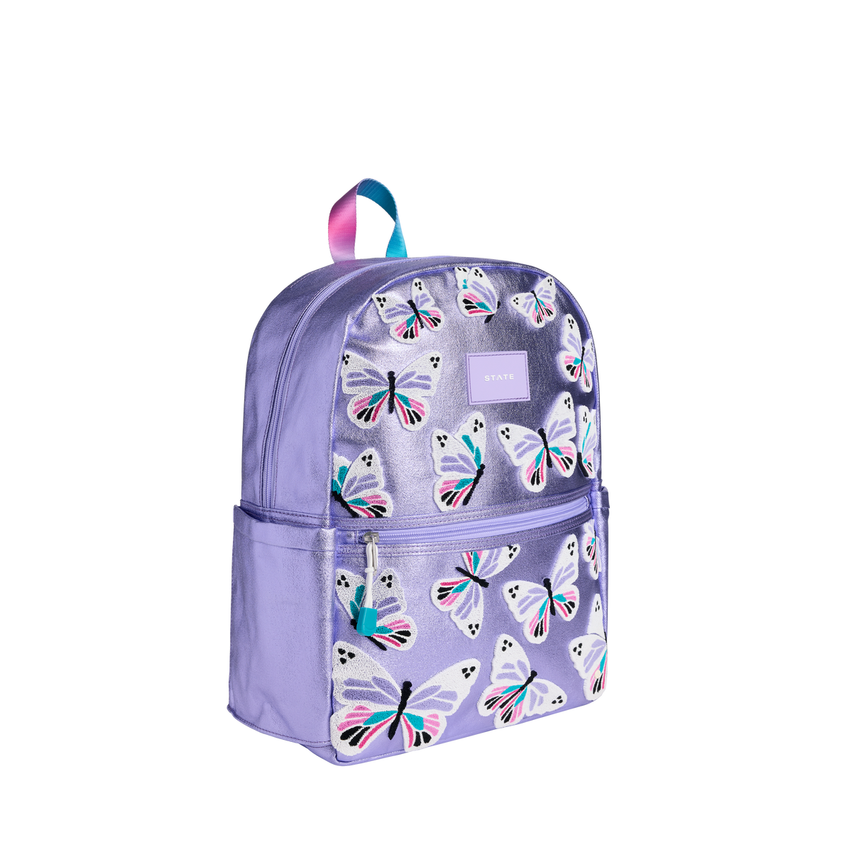 STATE Bags Kane Kids Backpack Metallic 3D Butterfly Side View Click to Zoom