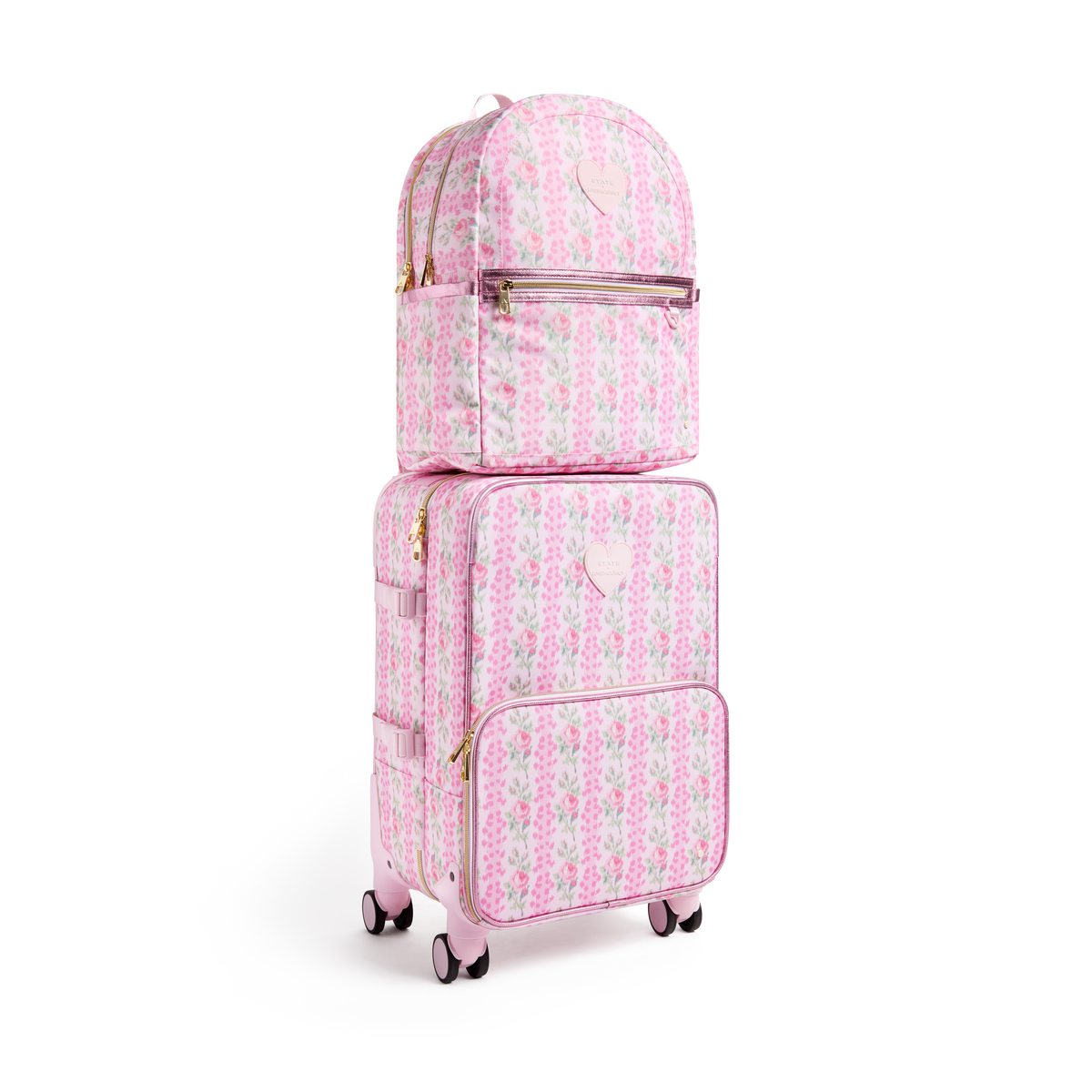 STATE x LoveShack Fancy Kane Double Pocket Backpack Blooming Heirloom Front Side View Click to Zoom