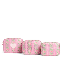 STATE x LoveShackFancy Travel Pouch Set of Three Blooming Heirloom Front View Click to Zoom