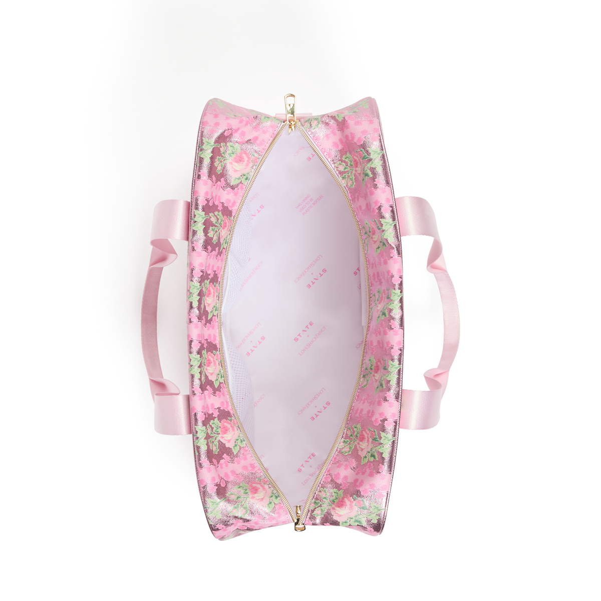STATE x LoveShackFancy Rockaway Duffle Blooming Heirloom Interior View Click to Zoom