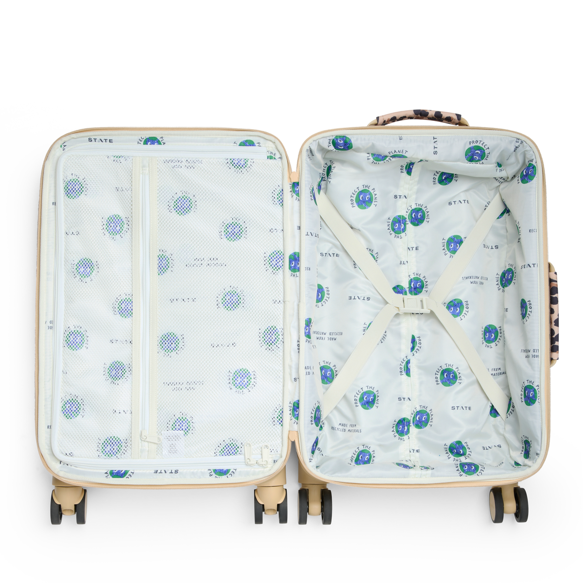STATE Bags Logan Carry-On Suitcase Leopard Interior View Click to Zoom 