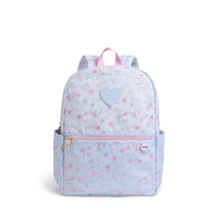 STATE x LoveShackFancy Kane Double Pocket Backpack Polyester Canvas Confetti Bloom / Wildflower Blue Front View Click to Zoom