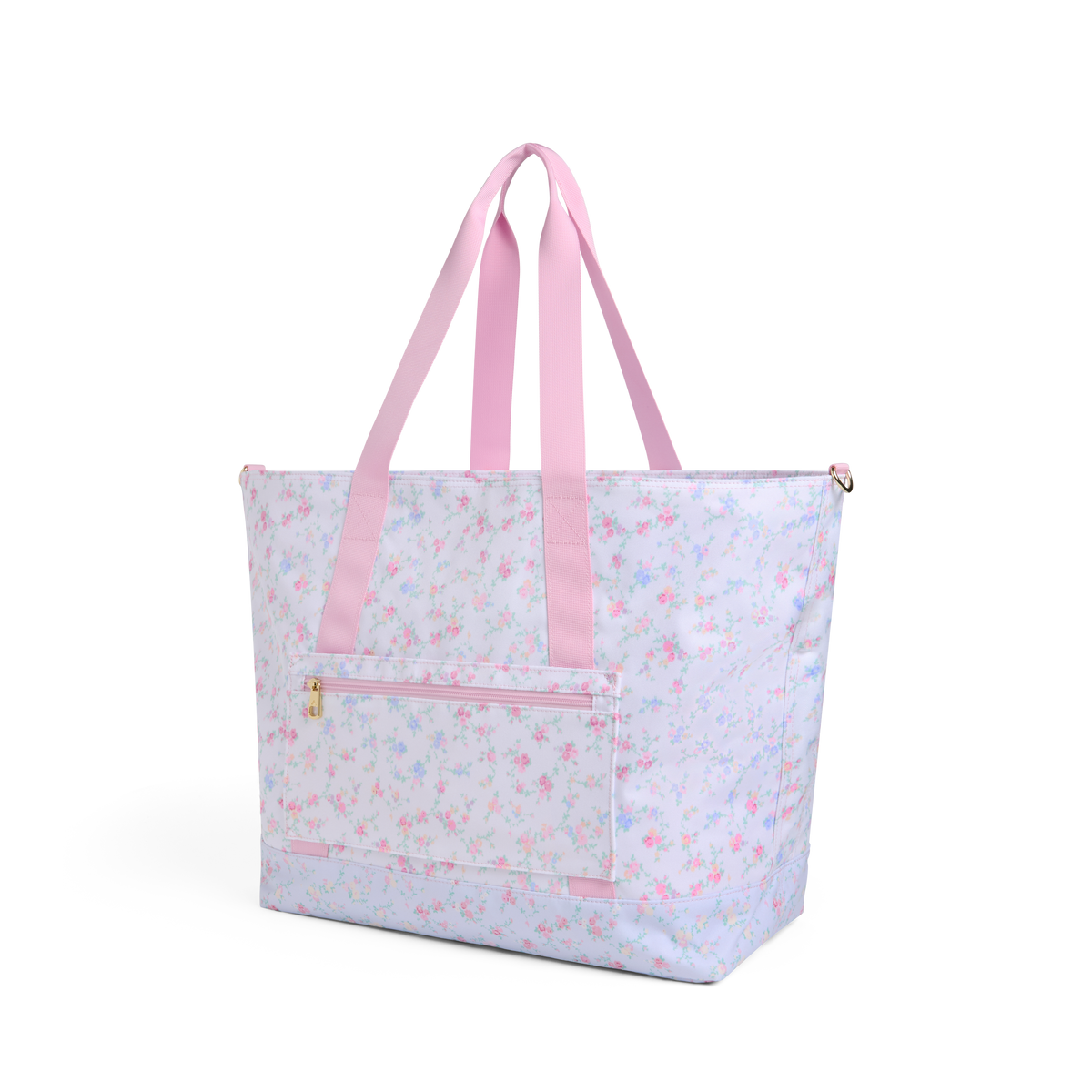 STATE x LoveShackFancy Graham XL Tote Polycanvas Confetti bloom wildflower blue back view click to zoom