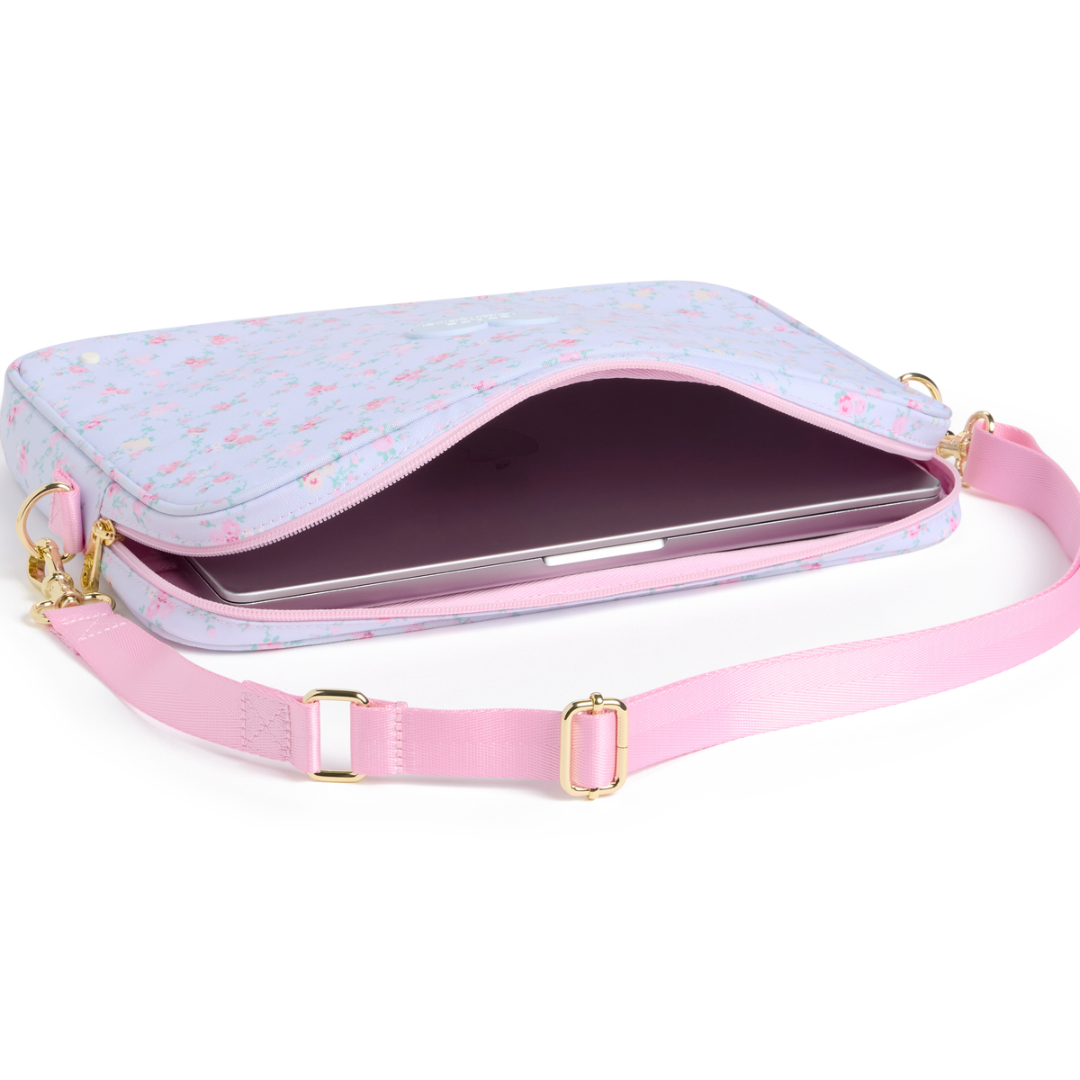 STATE x LoveShackFancy Allen Laptop Case Wildflower Blue Interior view click to zoom