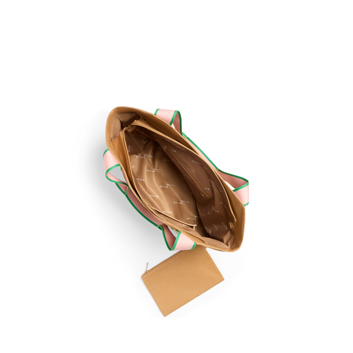 STATE Bags Beverly Tote Cinnamon overhead interior view click to zoom