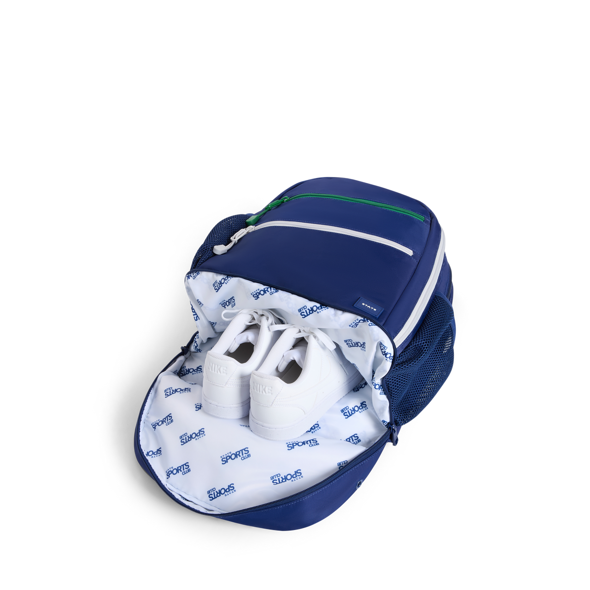 STATE Bags Lenox Tennis Bag Navy Interior Shoe Pocket View Click to Zoom