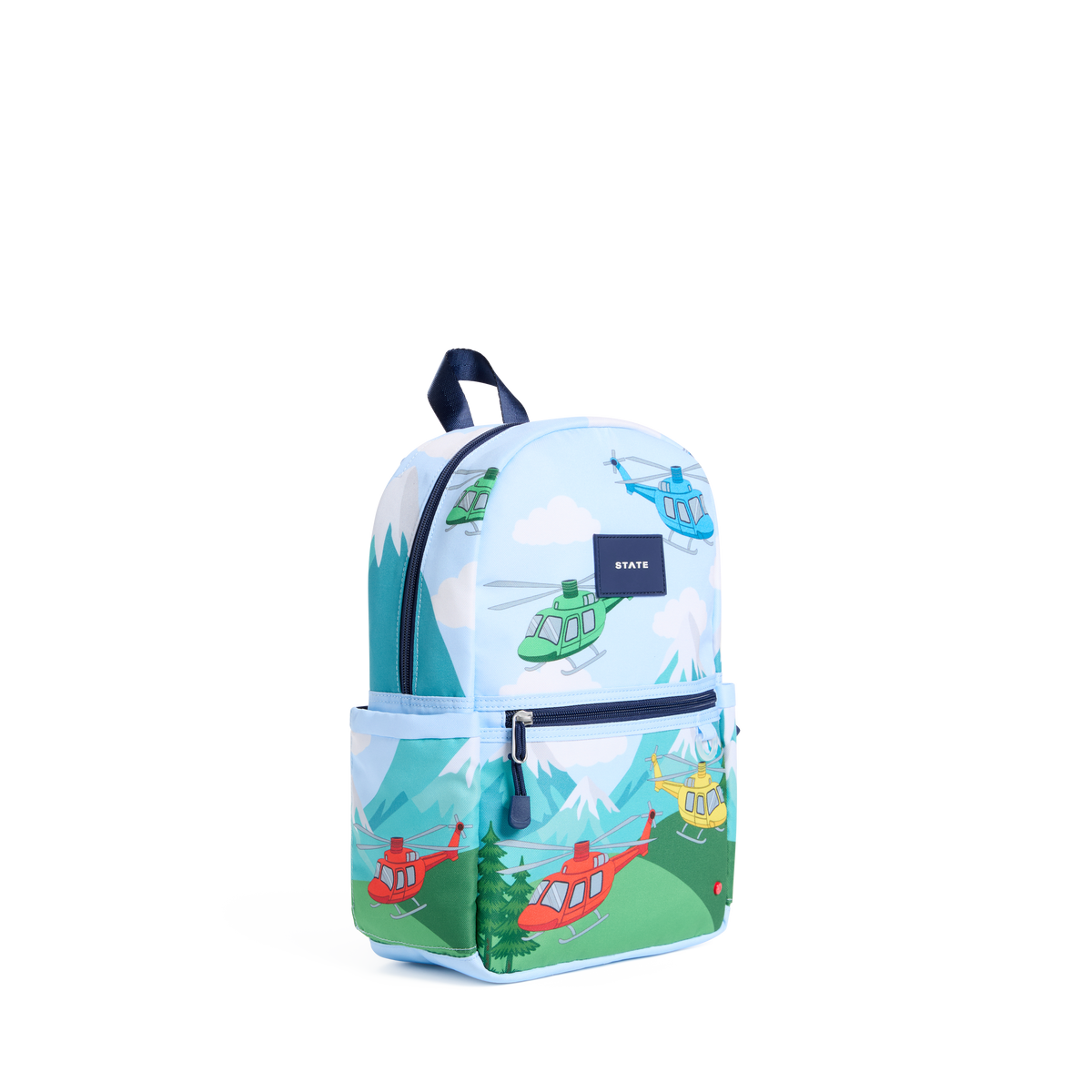 STATE Bags Kane Kids Mini Backpack Recycled Polycanvas Helicopters Front Side View Click to Zoom