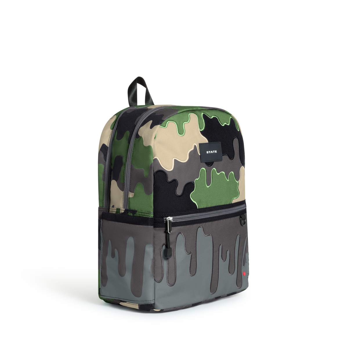 STATE Bags Kane Double Pocket Backpack Camo drip side View Click to Zoom