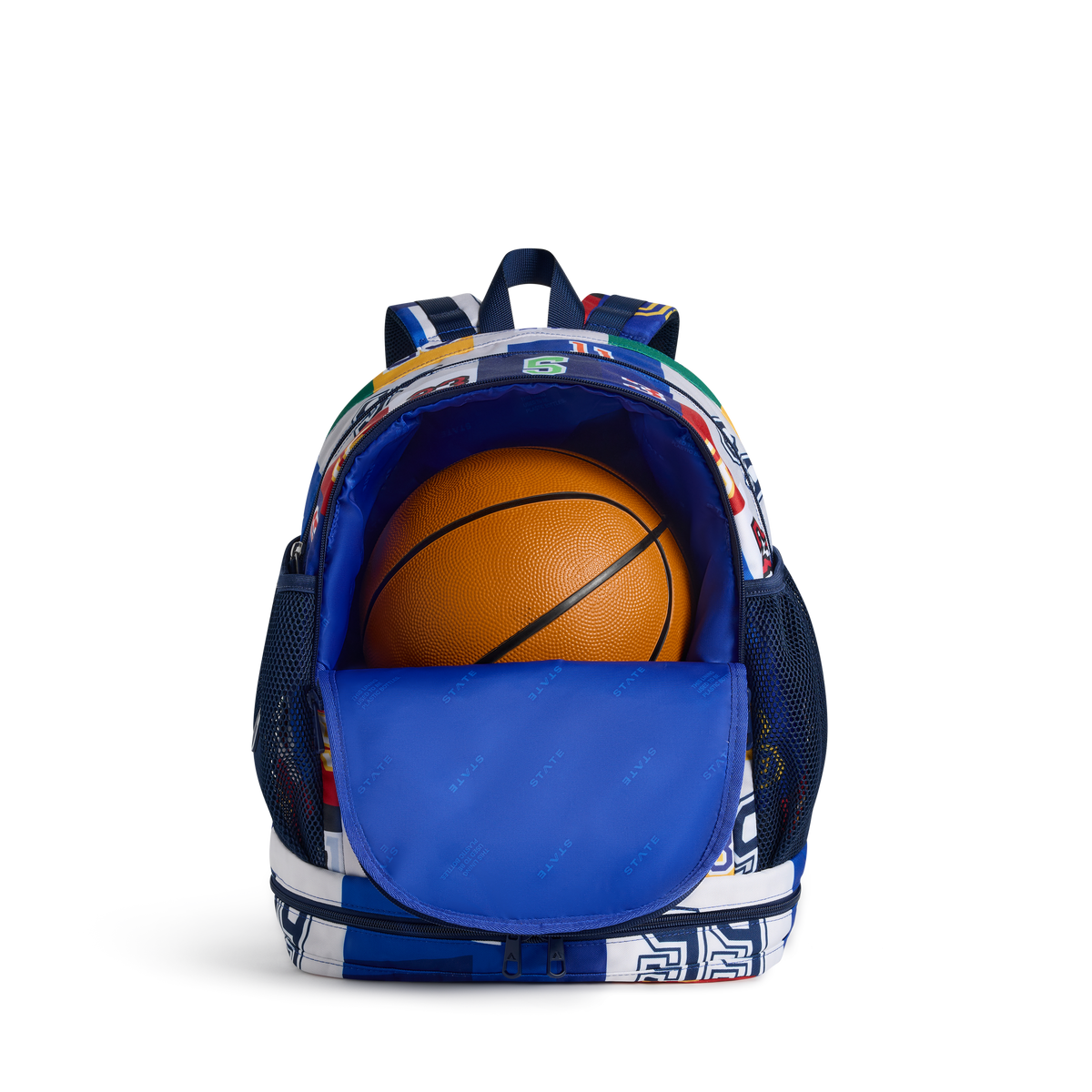 STATE Bags Ozzie Ball Backpack Varsity Numbers Front Interior View Click to Zoom
