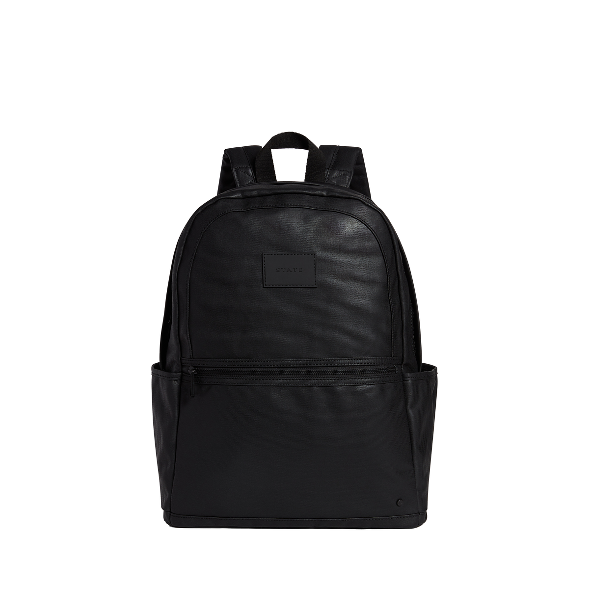 STATE Bags kane double pocket large backpack coated canvas black front view click to zoom 